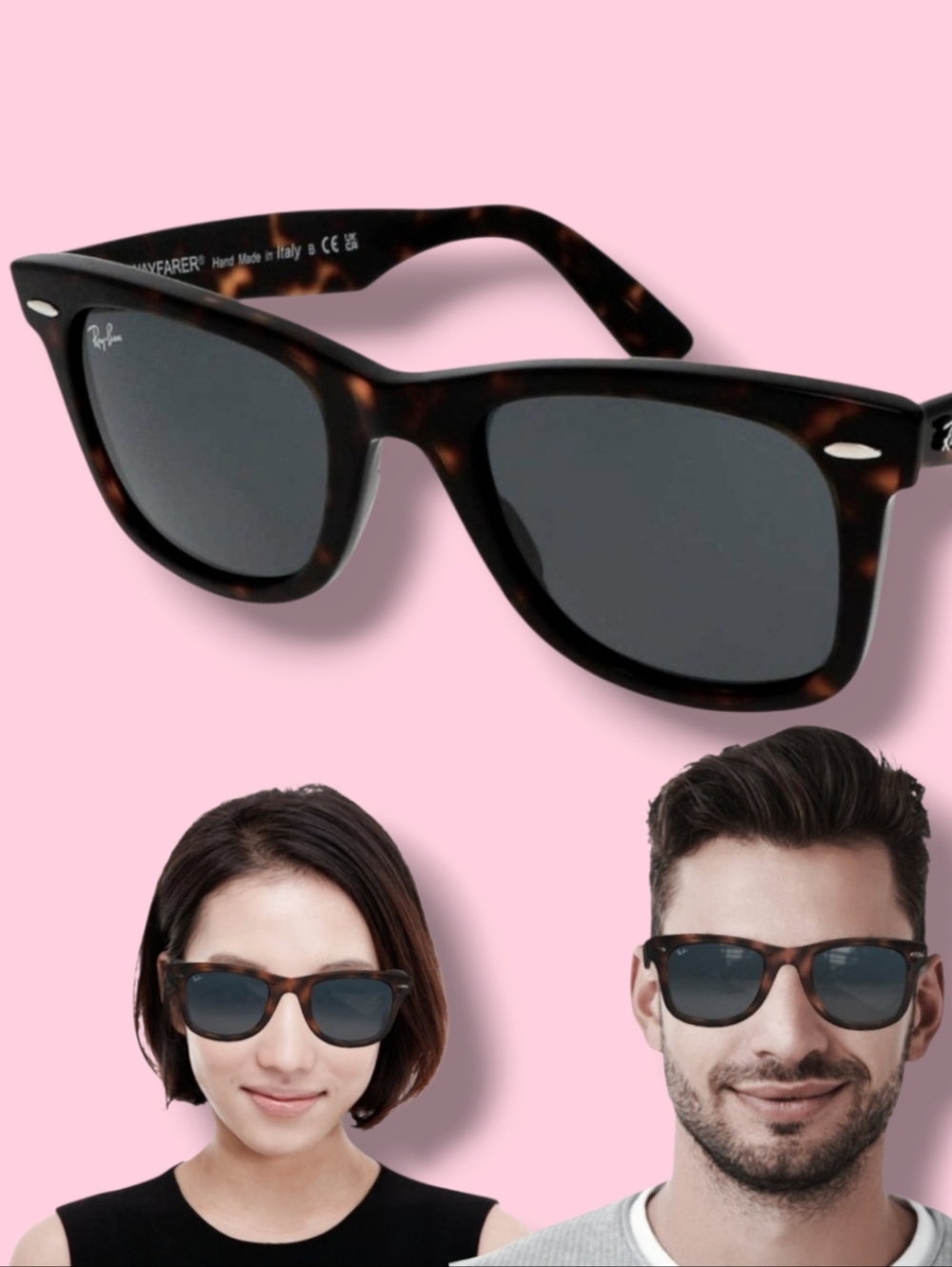 Ray-Ban RB2140 Wayfarer Havana Dark Brown Tortoise Gray Lens Sunglasses Unisex